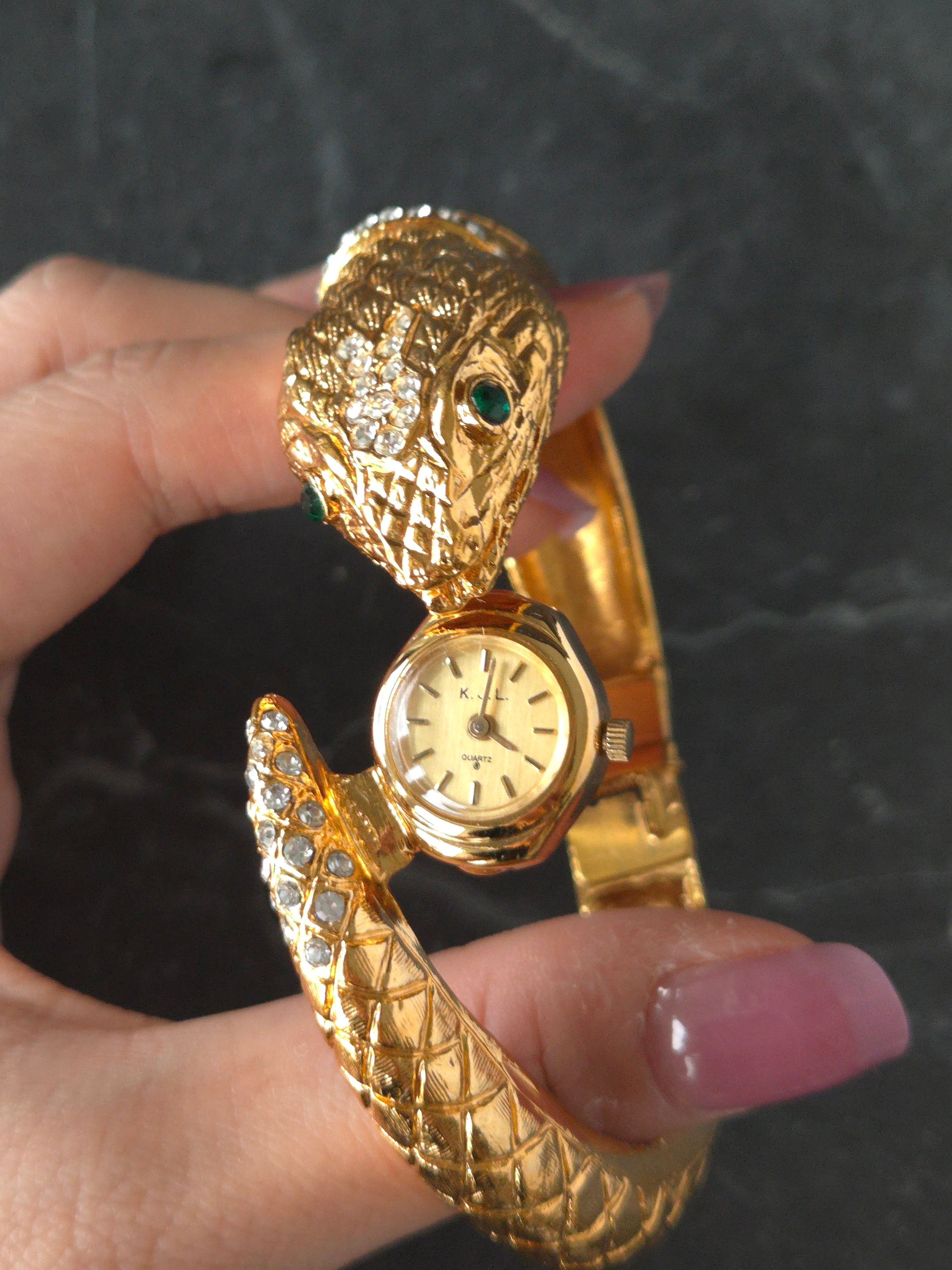 KJL Serpent Crystal Bangle Watch