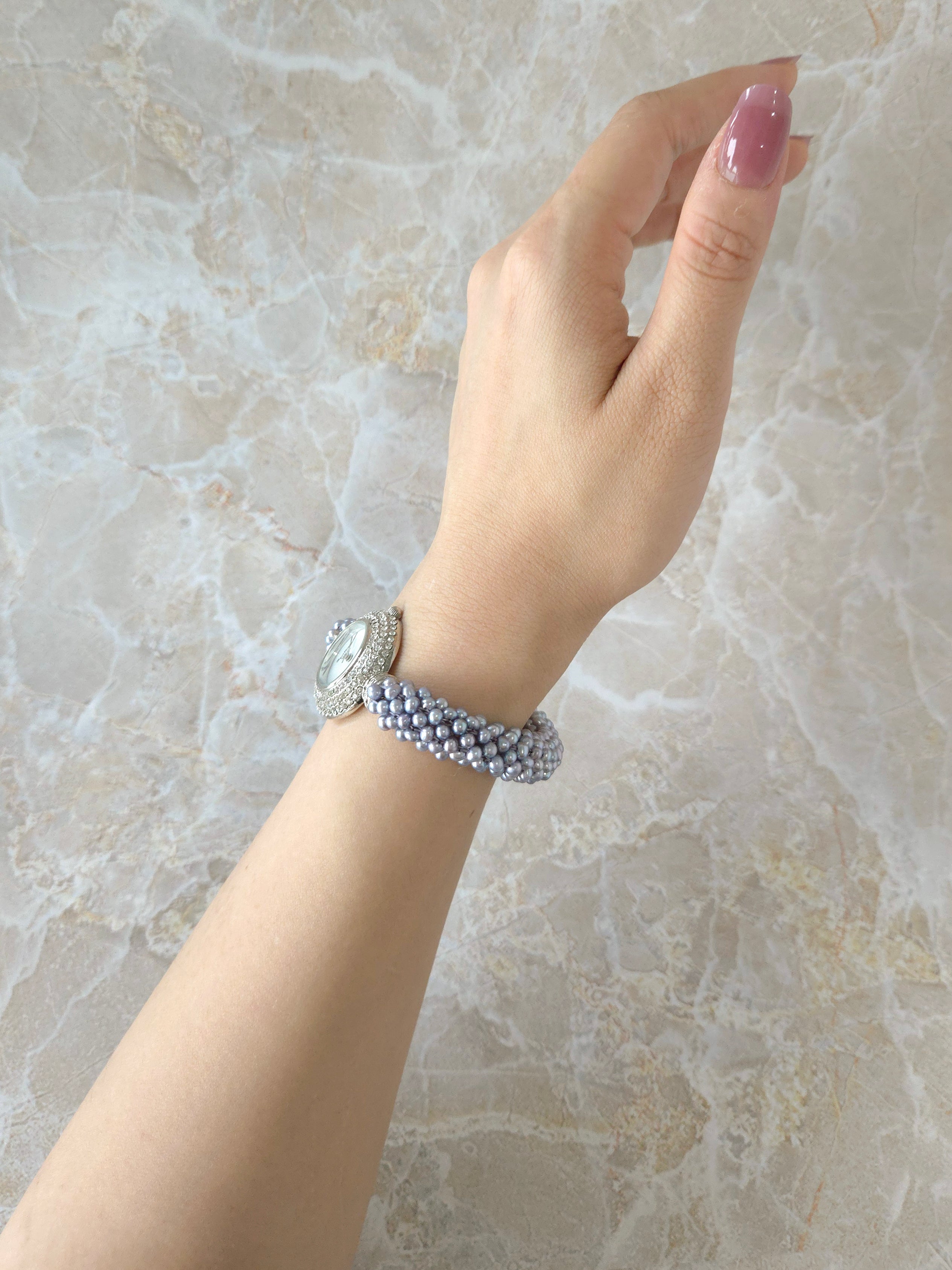 Lilac Crystal Beaded Watch