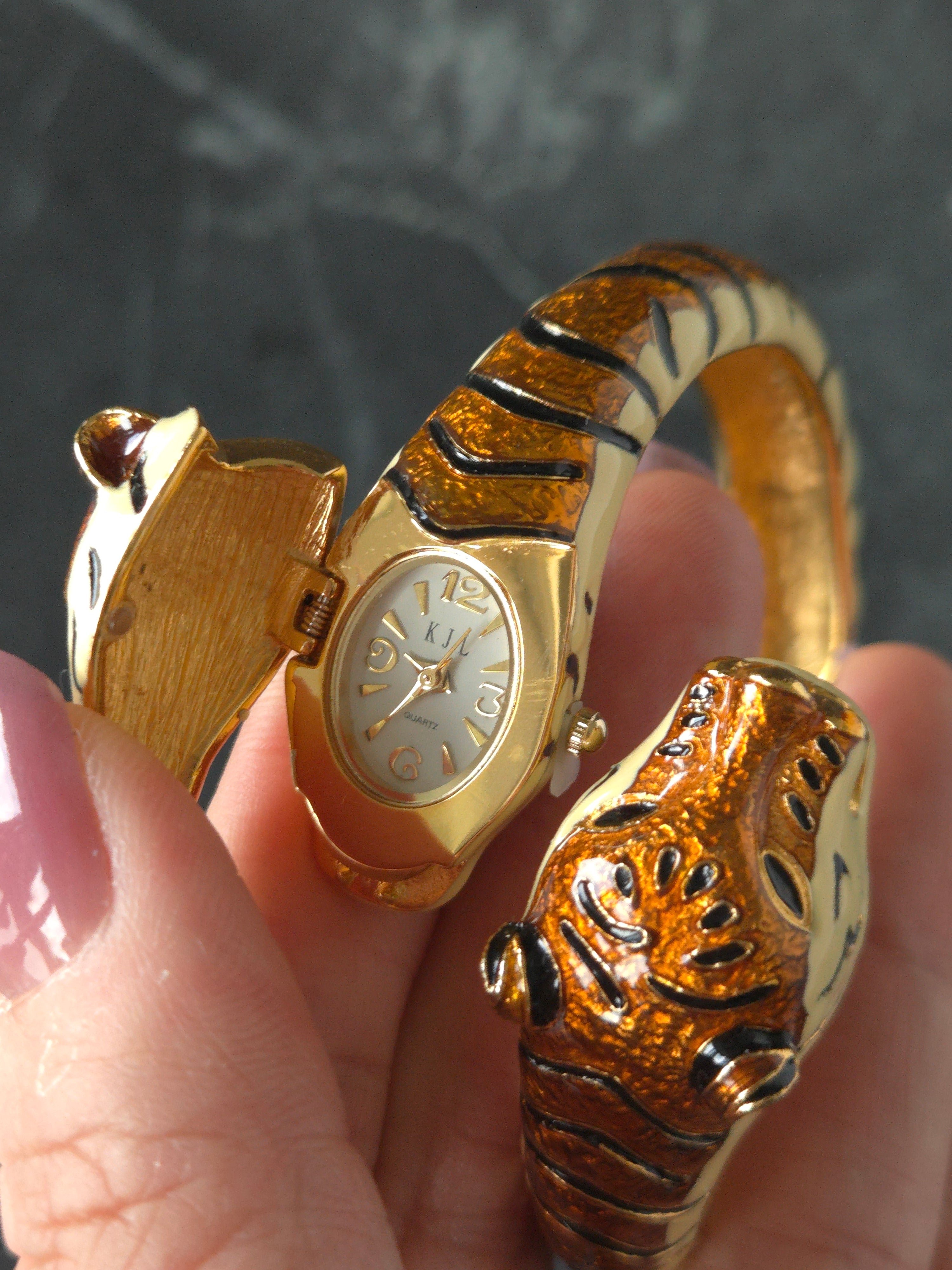 KJL Tiger Wrap Bangle Quartz Watch